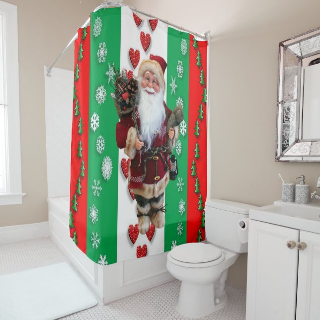 Christmas Shower Curtain, Santa Shower Curtain (In Situ)
