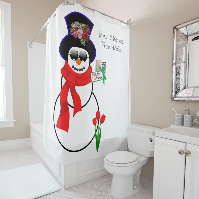 Christmas Shower Curtain, Snowman Iphone Curtain (In Situ)