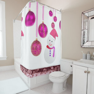 Christmas Shower Curtain, Snowman Shower Curtain