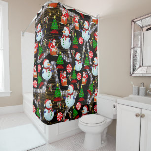 Christmas Shower Curtain, Snowman Shower Curtain