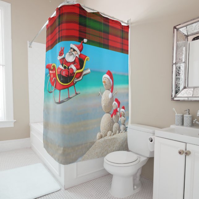 Christmas Shower Curtain, Snowman Shower Curtain (In Situ)