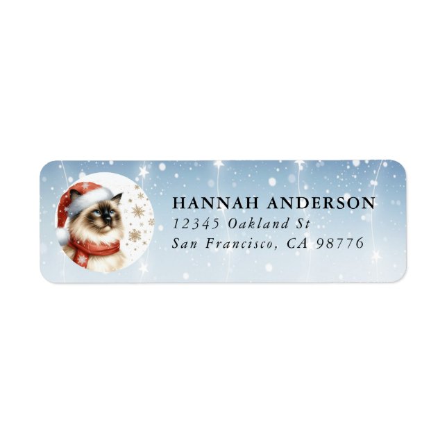 Christmas Siamese Cat Return Labels (Front)