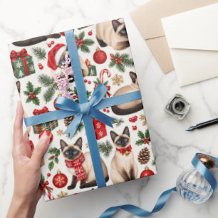Christmas Siamese Cat Wrapping Paper