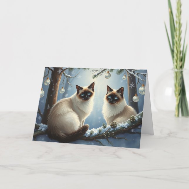 Christmas Siamese Cats Greetings Card (Front)