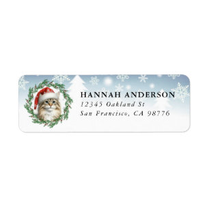 Christmas Siberian Cat Return Labels