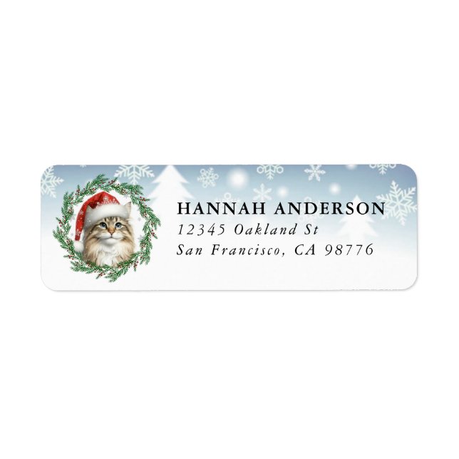 Christmas Siberian Cat Return Labels (Front)