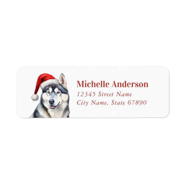 Christmas Siberian Husky Dog Return Address Labels (Front)