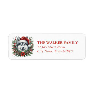 Christmas Siberian Husky Dog Return Address Labels
