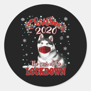 Christmas Siberian Husky Dog Shirt Quarantine Lock Classic Round Sticker