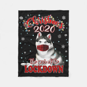 Christmas Siberian Husky Dog Shirt Quarantine Lock Fleece Blanket