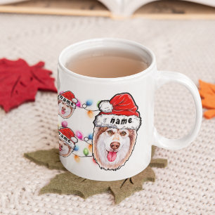Christmas Siberian husky Head Santa Hat Dog Lover Coffee Mug