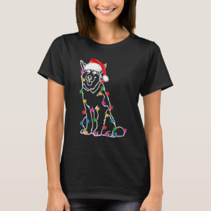 Christmas Siberian Husky Xmas Lights Santa Hat  Do T-Shirt