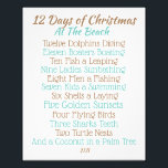 Christmas sign 12 Days of Christmas at the Beach<br><div class="desc">We created this fun Christmas Carol for the Beach Lover on your Christmas list! Custom design and Printed on high quality stock ready for your favourite frame. Makes a perfect gift that's sure to bring smiles every year. See our store for other options.</div>