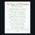 Christmas sign 12 Days of Christmas at the Beach<br><div class="desc">We created this fun Christmas Carol for the Beach Lover on your Christmas list! Custom design and Printed on high quality stock ready for your favourite frame. Makes a perfect gift that's sure to bring smiles every year. See our store for other options.</div>