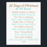 Christmas sign 12 Days of Christmas at the Beach<br><div class="desc">We created this fun Christmas Carol for the Beach Lover on your Christmas list! Custom design and Printed on high quality stock ready for your favourite frame. Makes a perfect gift that's sure to bring smiles every year. See our store for other options.</div>