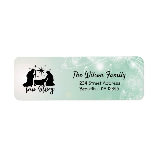 Christmas Silhouette Nativity True Story Return Address Label (Front)