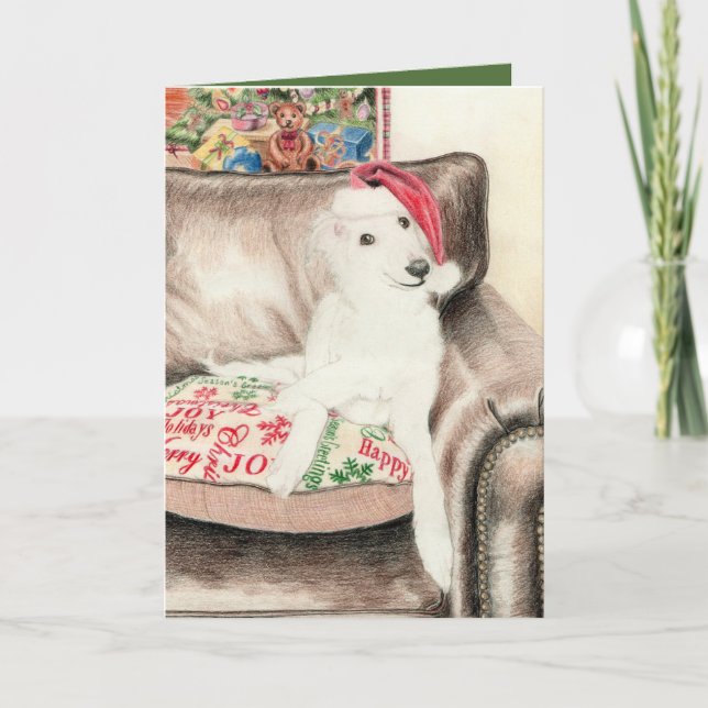 Christmas SIlken Windhound Puppy Cards (Front)