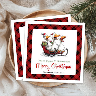 Christmas Silly Geese Cartoon Humour Paper Napkins
