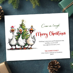 Christmas Silly Geese Funny Cartoon Greeting Card