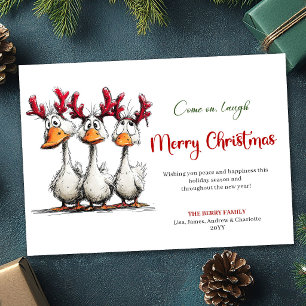 Christmas Silly Geese Humour Whimsical Greeting Ca Holiday Card