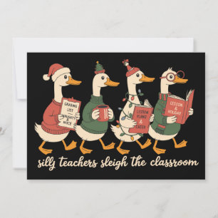 Christmas Silly Teacher Goose Gift Cosy Winter  Holiday Card