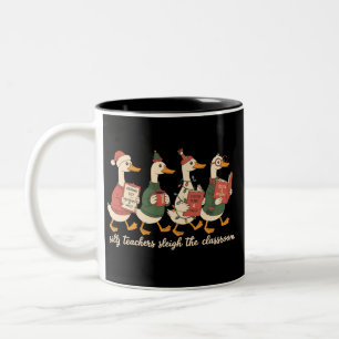 Christmas Silly Teacher Goose Gift Cosy Winter  Two-Tone Coffee Mug