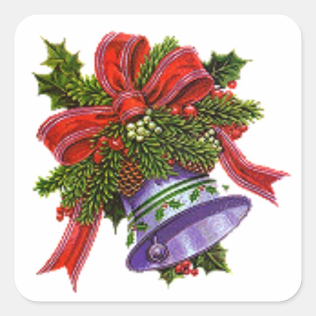 Christmas Silver Bell Square Sticker (Front)