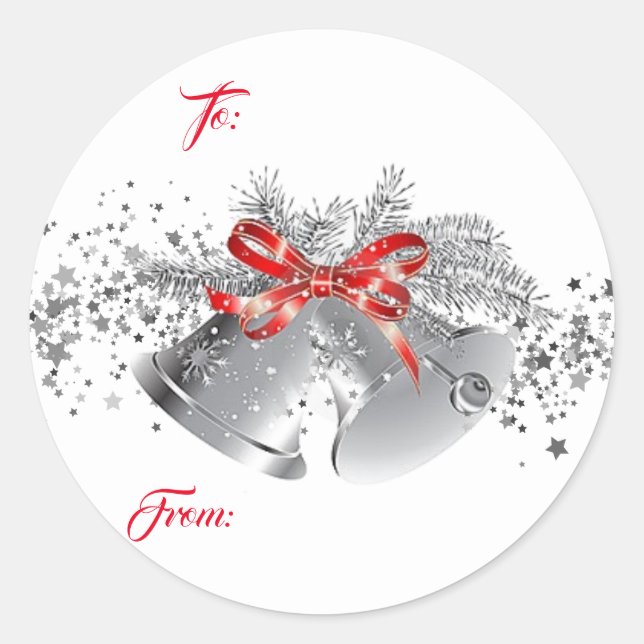 Christmas Silver Bells Gift Tag Stickers (Front)