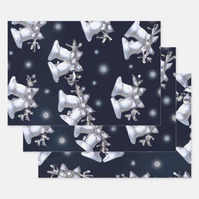 Christmas Silver Bells Wrapping Paper Sheet (Set)