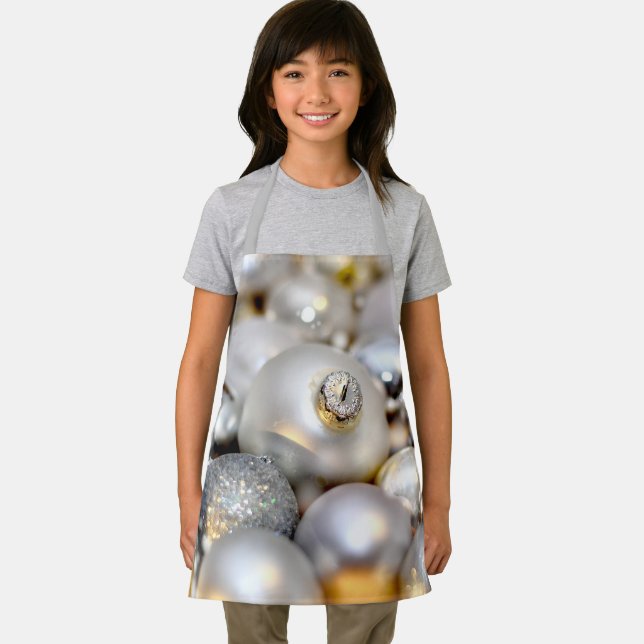 Christmas Silver Decor Baubles Apron (Insitu)