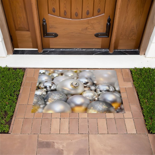 Christmas Silver Decor Baubles Doormat (Outdoor)