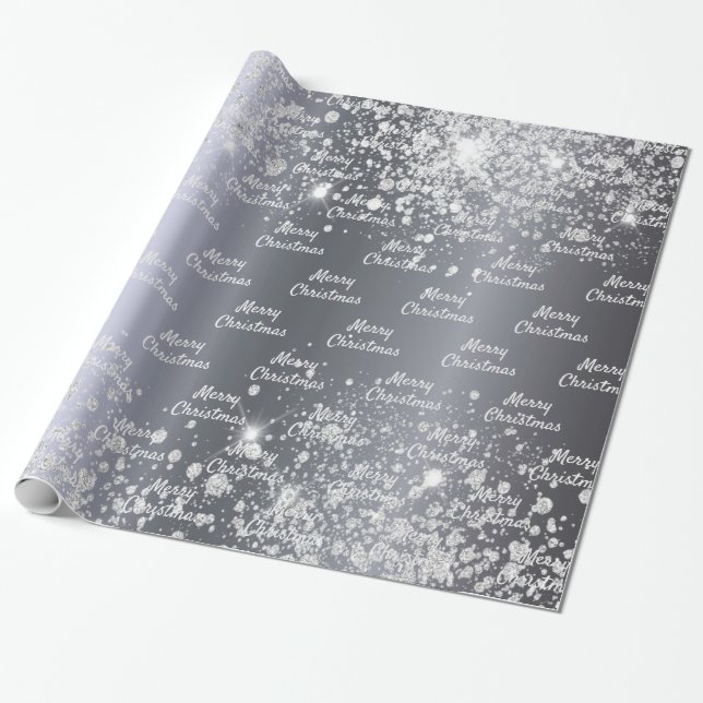 Christmas silver glitter wrapping paper (Unrolled)