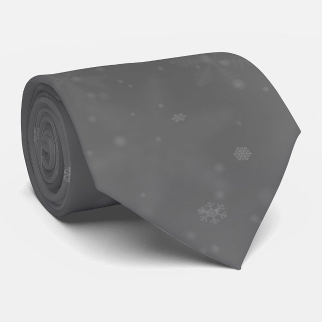 Christmas Silver Grey Snowflake Neck Tie (Rolled)