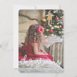 Christmas Silver Quatrefoil Add Photo and Name Holiday Card