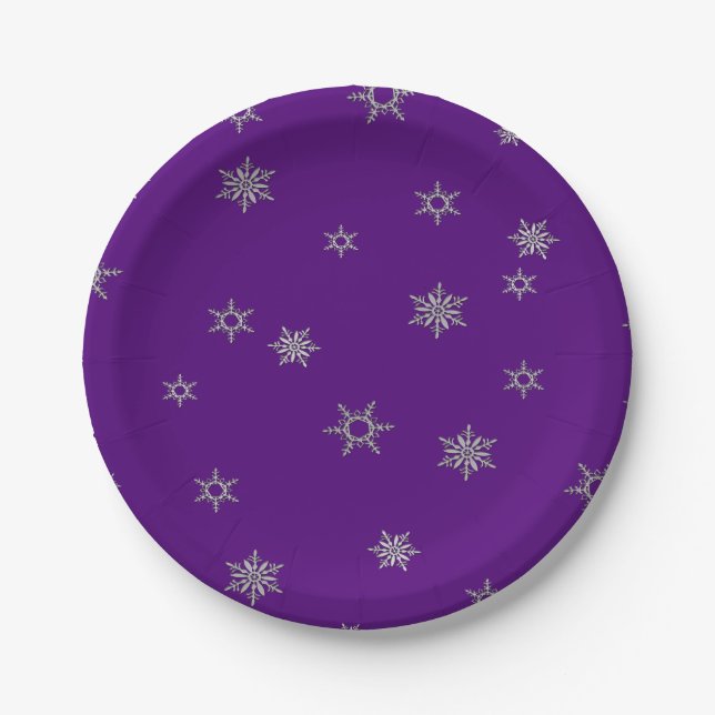 Christmas Silver Snowflake Paper Plate (Front)
