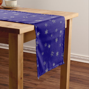 Christmas Silver Snowflake Short Table Runner