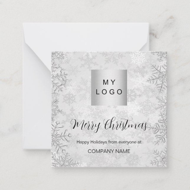 Christmas silver winter snow business QR Instagram Card (Front)