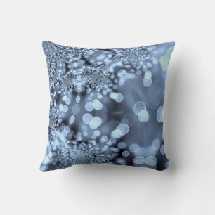 Christmas Silvery Blue Snowflake Cushion