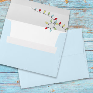 Christmas Simple Blue String Lights Whimsical Envelope