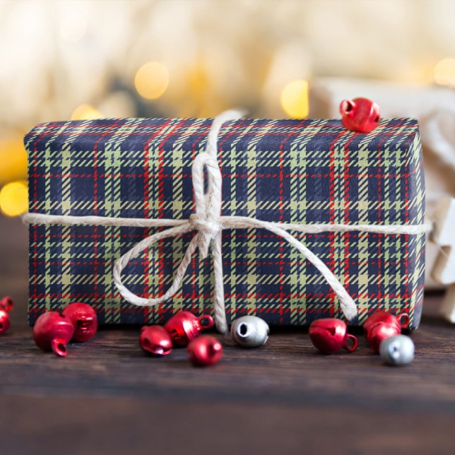 Christmas Simple Cute Navy Blue Plaid Pattern  Tissue Paper (Simple navy blue plaid pattern tissue paper.)