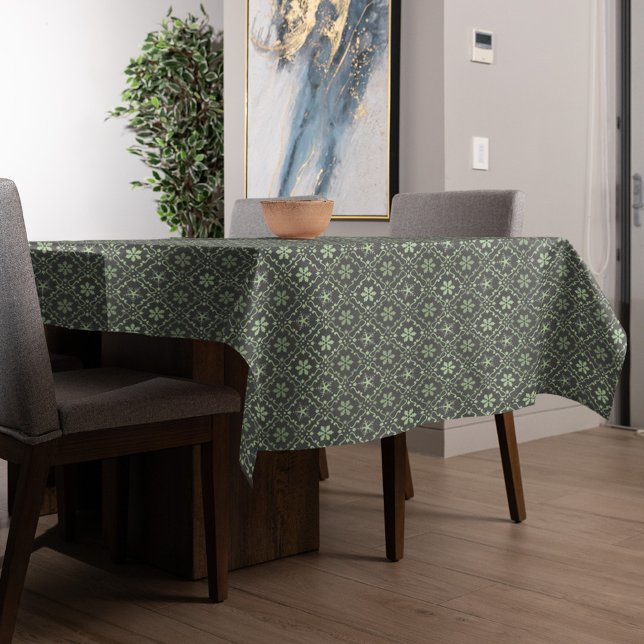 Christmas Simple Green Snowflake Elegant Pattern Tablecloth (Christmas holiday Green snowflake pattern tablecloth)