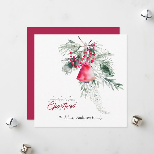 Christmas Simple Greenery Design Bible Verse Flat Holiday Card (Front/Back In Situ)