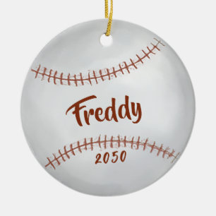Christmas Simple Holiday Photo Baseball Sports Ceramic Ornament