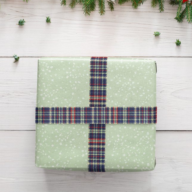 Christmas Simple Navy Blue Plaid Pattern Rustic  Satin Ribbon (Navy blue, red, and green ribbon,)