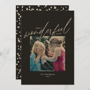Christmas Simple Photo Black Kraft Wonderful World Holiday Card