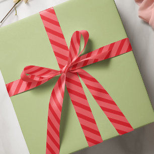Christmas Simple Red Whimsical Stripes Cute Satin Ribbon