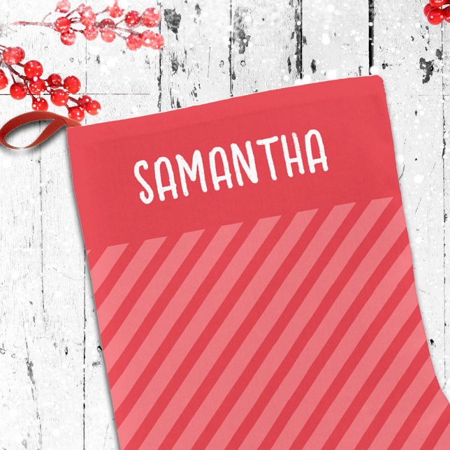 Christmas Simple Red Whimsical Stripes Cute Small Christmas Stocking (Simple whimsical striped custom Holiday Christmas Stocking. )