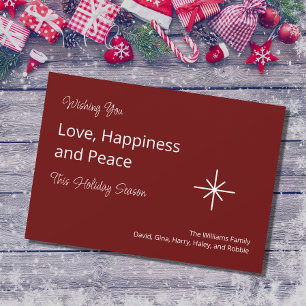 Christmas Simple Snowflake Festive Red   Holiday Card