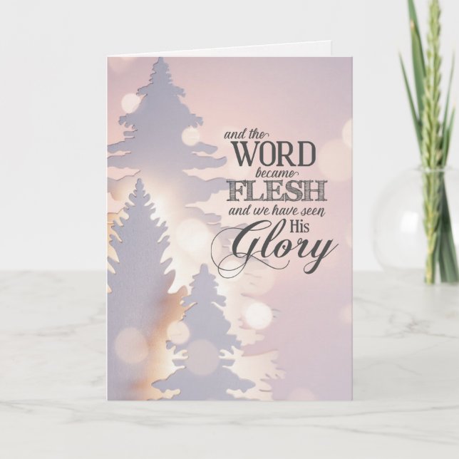 Christmas Simple Trees Christian Bible Verse Holiday Card (Front)