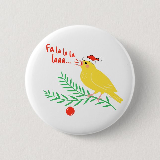 Christmas Singing Canary 6 Cm Round Badge (Front)